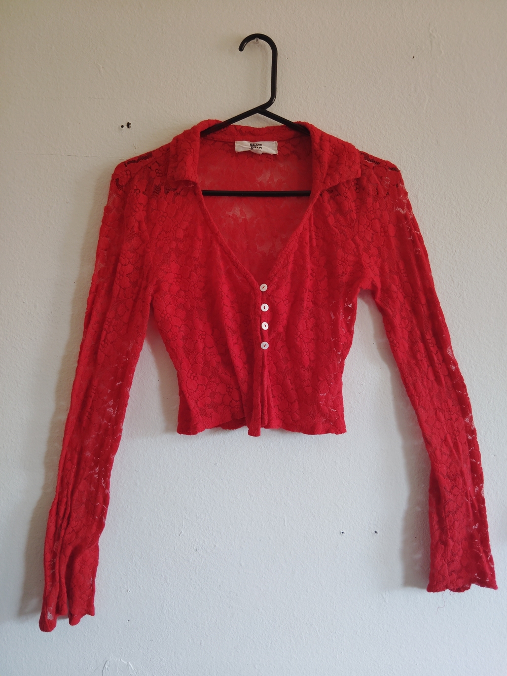 Madden NYC Red Junior's Lace Jonny Collar Top